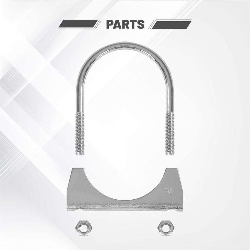 GESEXI 2.75" U-shaped Exhaust Pipe Clamp Mild Steel Muffler Exhaust Clamps with Anti-Rust Coat Pack of 2 - Image 3